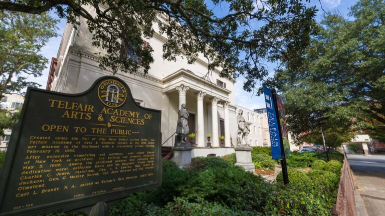 Telfair Museum of Art, featuring elegant architecture and lush gardens